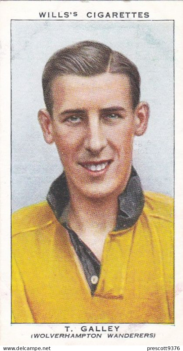 19 Tom Galley Wolverhampton Wanderers FC  - Wills Cigarette Card - Association Footballers, 1935 - Original Card - Sport - Wills