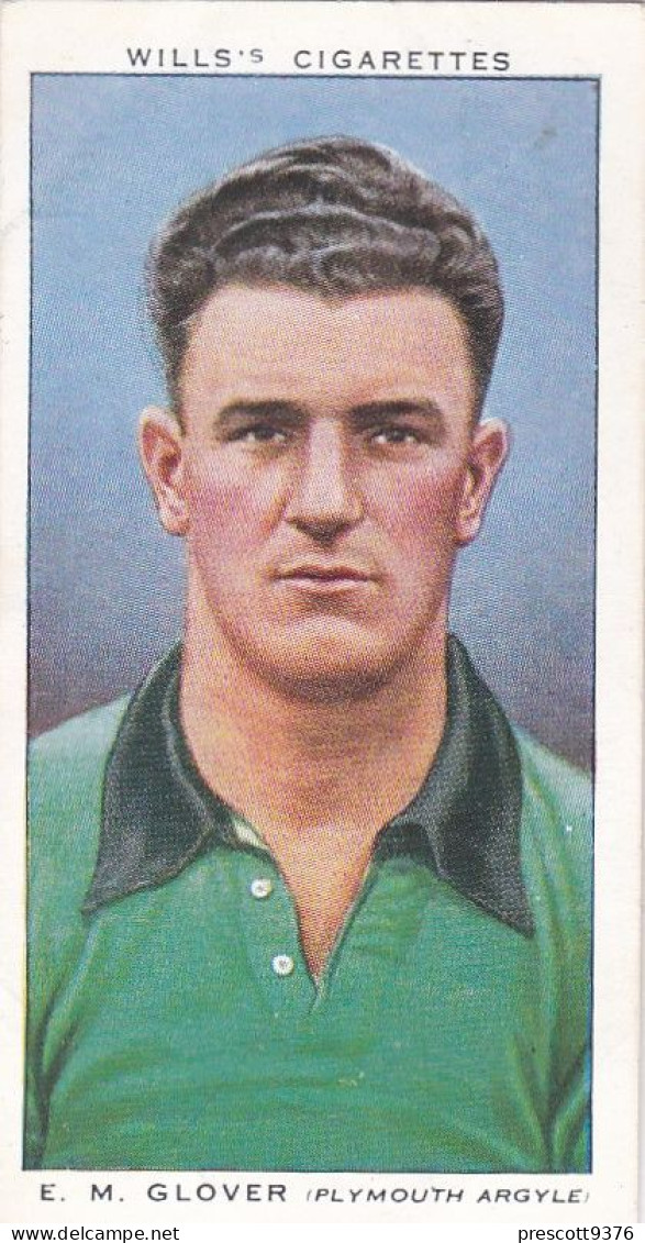 20 E Glover, Plymouth Argyll FC  - Wills Cigarette Card - Association Footballers, 1935 - Original Card - Sport - Wills