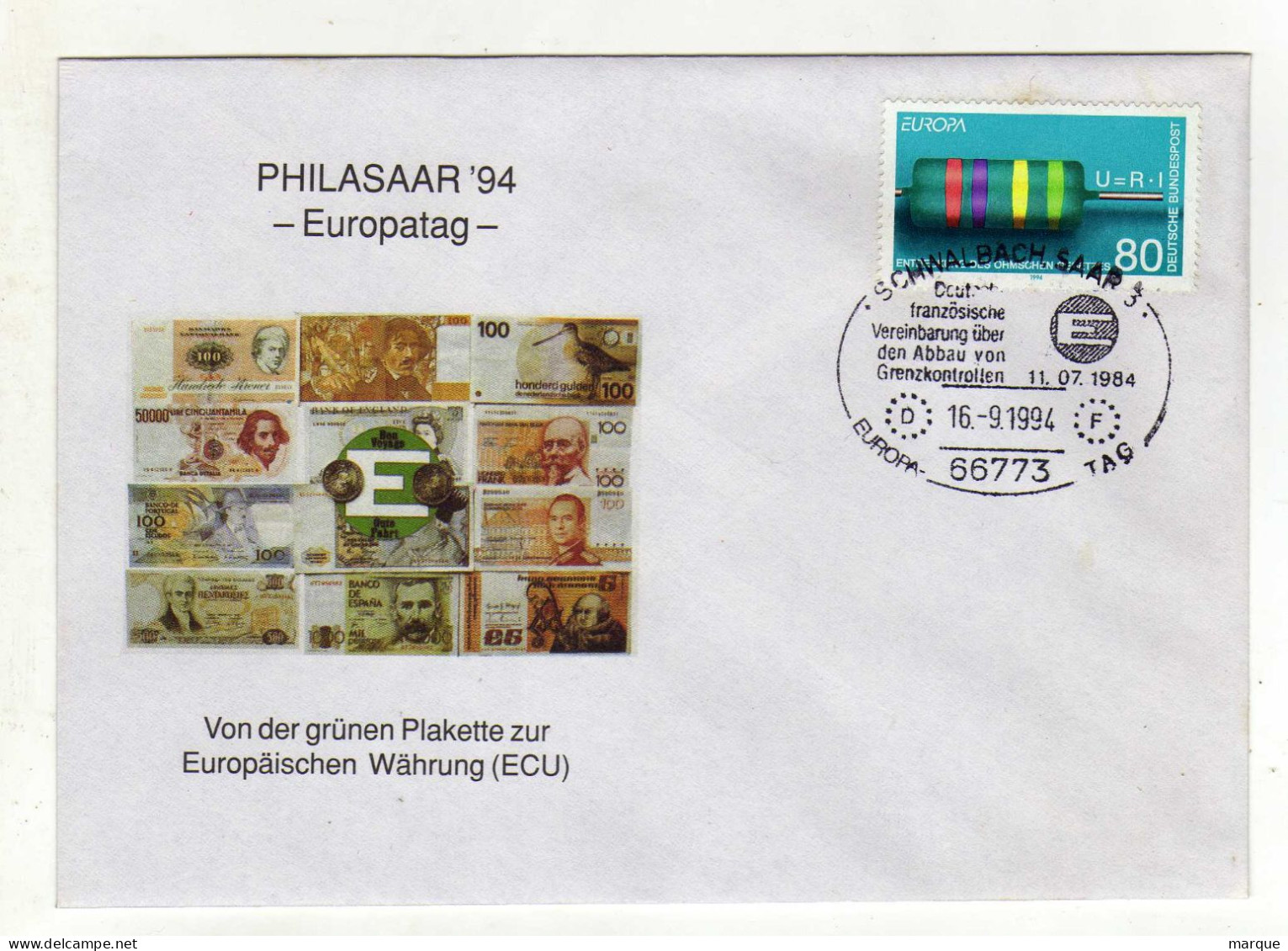 Enveloppe 1er Jour ALLEMAGNE DEUTSCHE BUNDESPOST Oblitération SCHWALBACH SAAR 3 16/09/1994 - 1991-2000