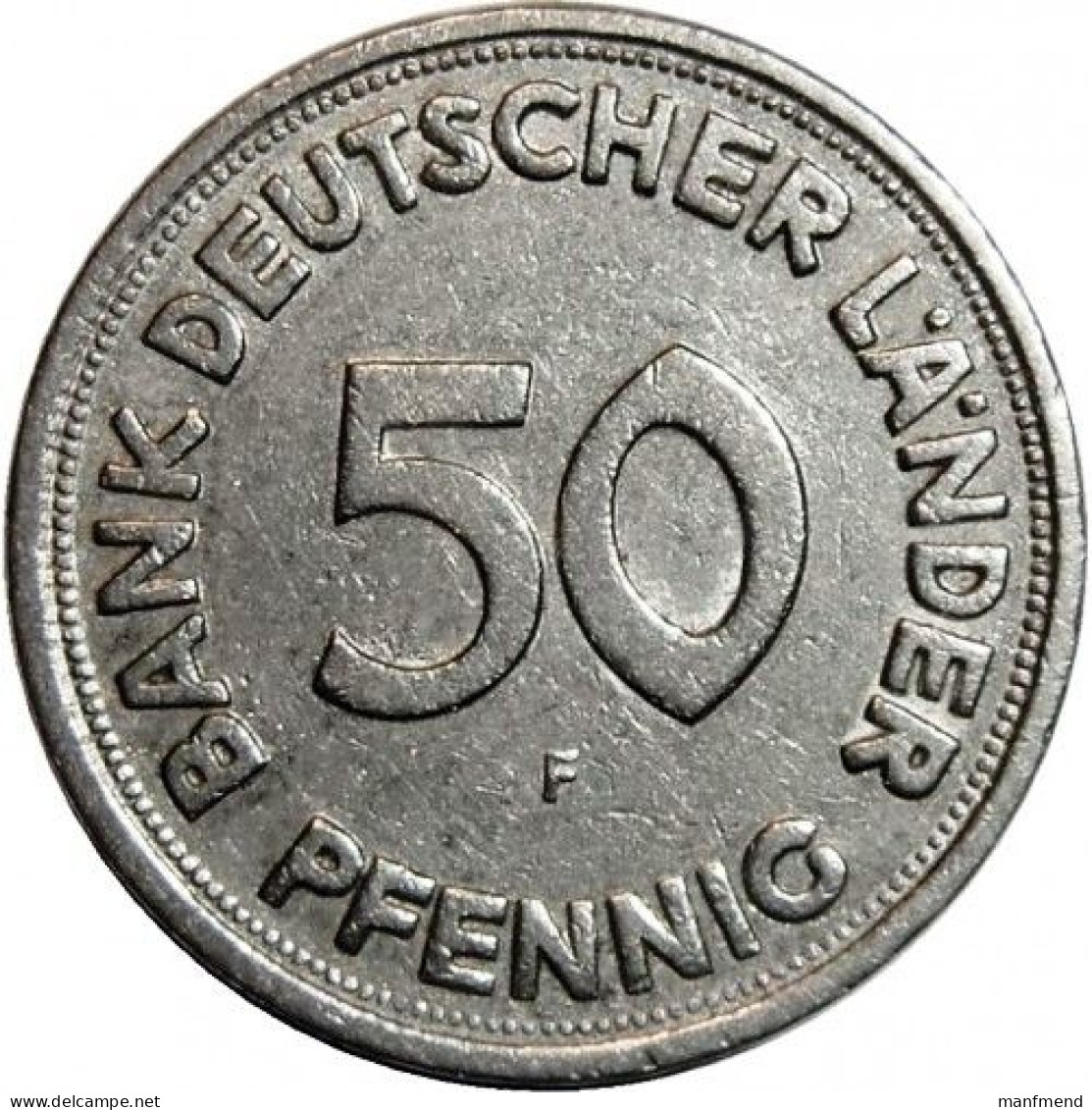 Germany - 1949 - KM 104 - 50 Pfennig - Mintmark "F" - Stuttgart - Bank Deutscher Länder - VF - Look Scans - 50 Pfennig