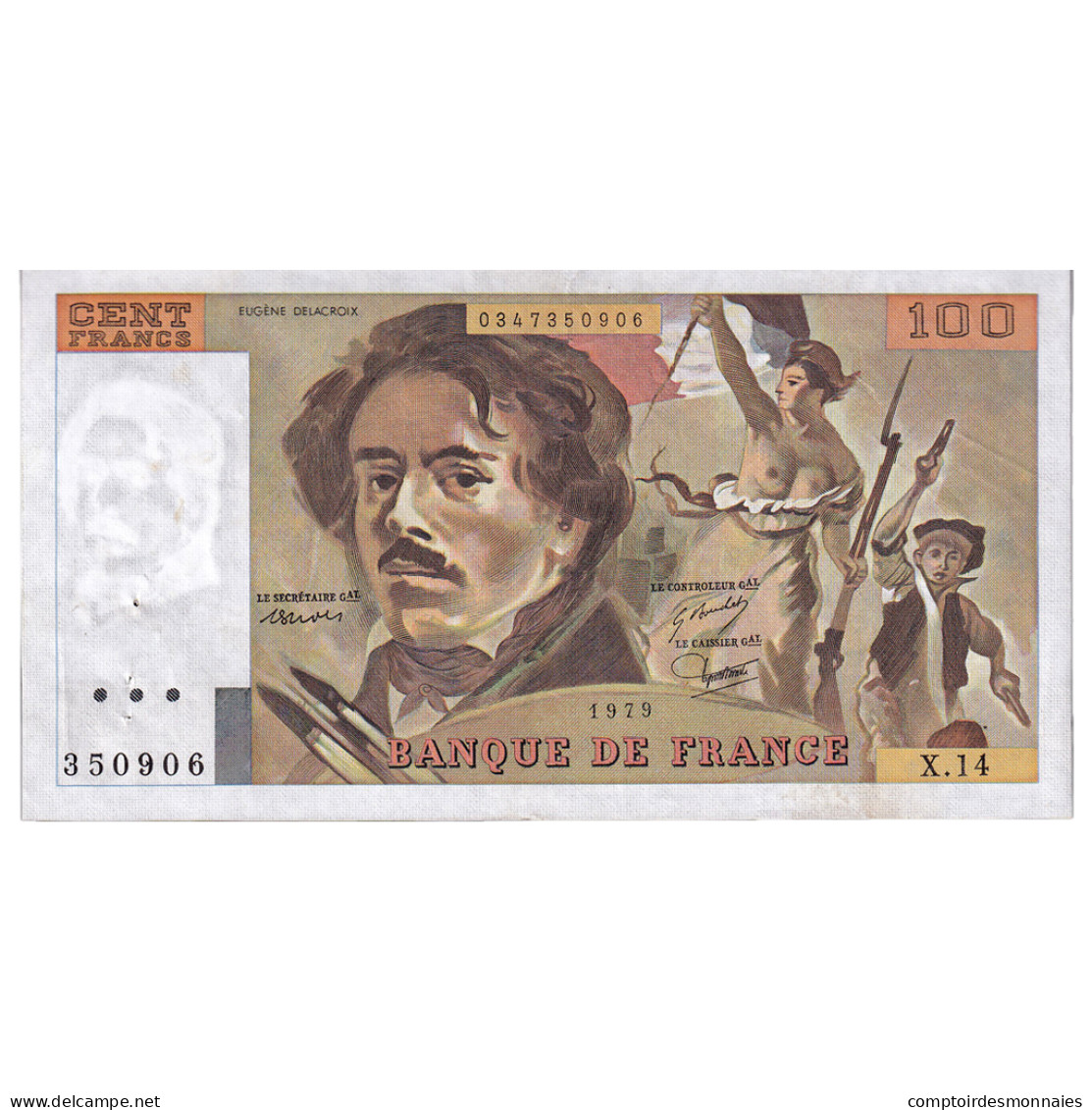 France, 100 Francs, Delacroix, 1979, X.14, TTB, Fayette:69.02C, KM:154a - 100 F 1978-1995 ''Delacroix''