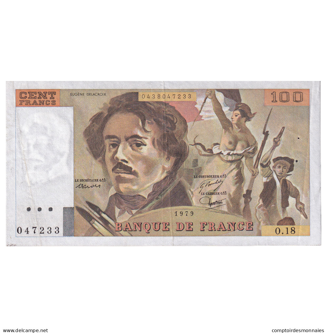 France, 100 Francs, Delacroix, 1979, O.18, TTB, Fayette:69.02C, KM:154a - 100 F 1978-1995 ''Delacroix''