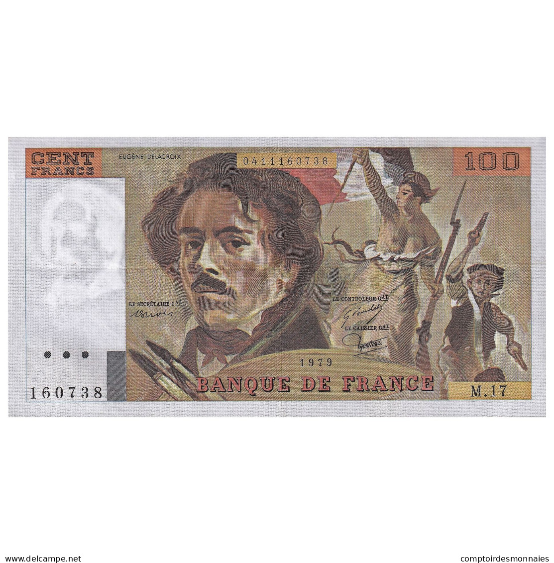 France, 100 Francs, Delacroix, 1979, M.17, TTB+, Fayette:69.02C, KM:154a - 100 F 1978-1995 ''Delacroix''