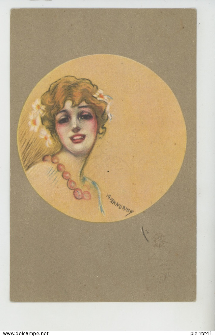 Illustrateur ZANDRINO - FEMMES - FRAU - LADY - Jolie Carte Fantaisie Portrait Femme Avec Fleurs Dans Les Cheveux - Zandrino