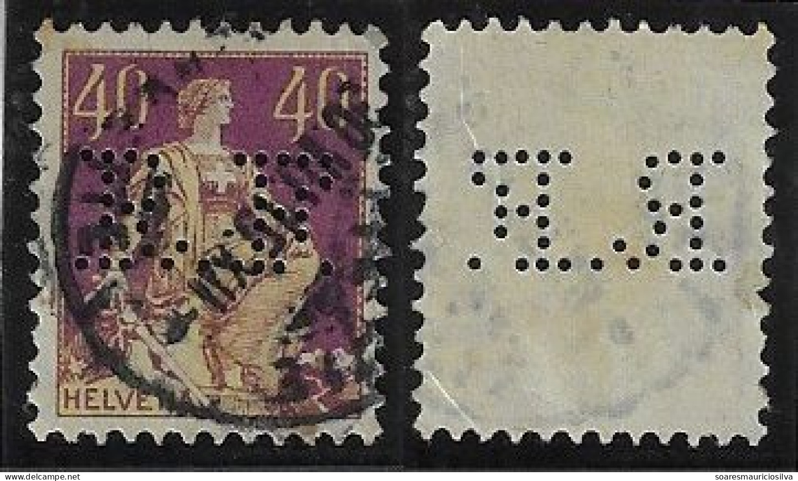 Switzerland 1913/1934 Stamp With Perfin R.F. By Randon-Friederich SA From Chene-Bourg GE Lochung Perfore - Perforés