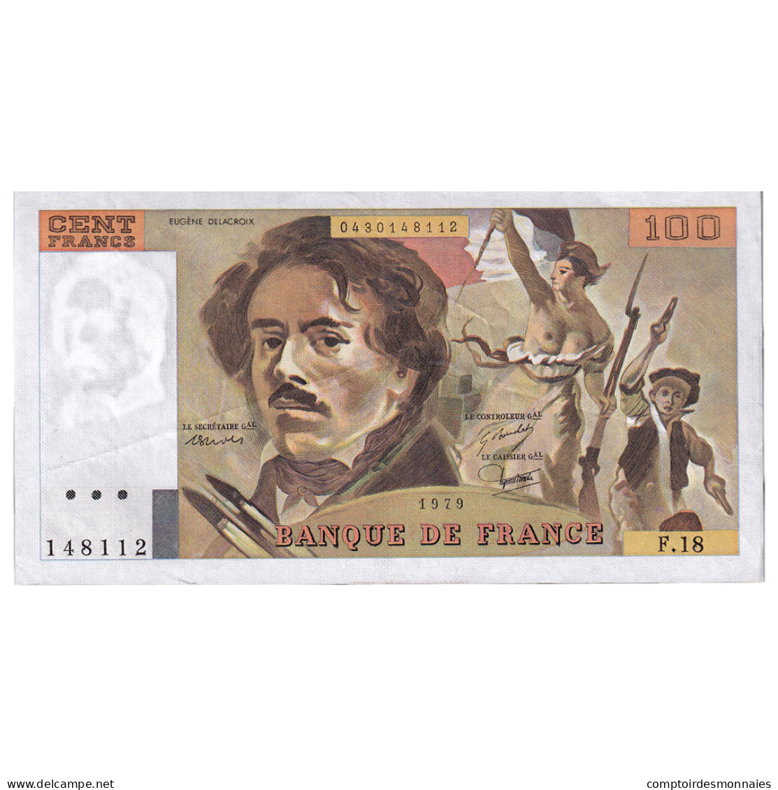 France, 100 Francs, Delacroix, 1979, F.18, TTB+, Fayette:69.02C, KM:154a - 100 F 1978-1995 ''Delacroix''