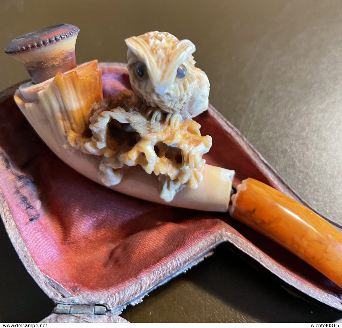 Meerschaumpfeife Eule Mit Etui - Pijpen Uit Meerschuim