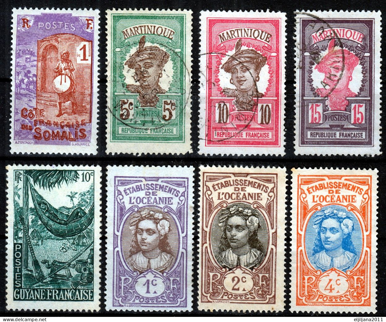 ⁕ French Colony RF ⁕ Martinique, Somalia, Oceania, Guyana ⁕ 8v MH & Used - Collections