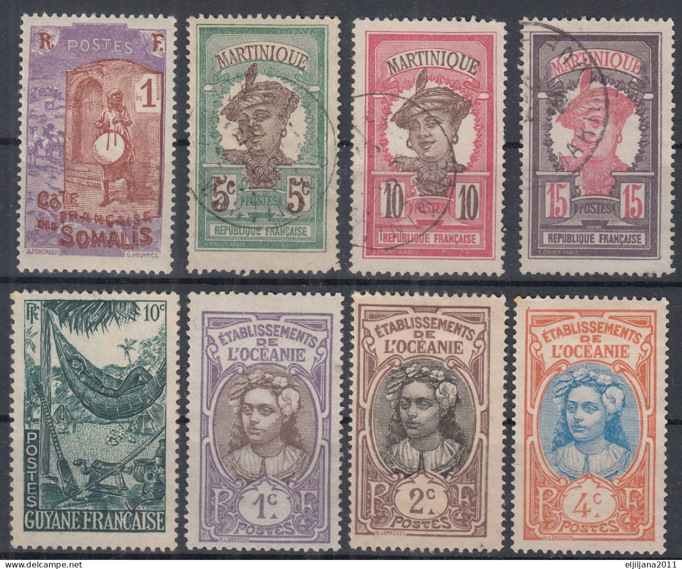 ⁕ French Colony RF ⁕ Martinique, Somalia, Oceania, Guyana ⁕ 8v MH & Used - Colecciones