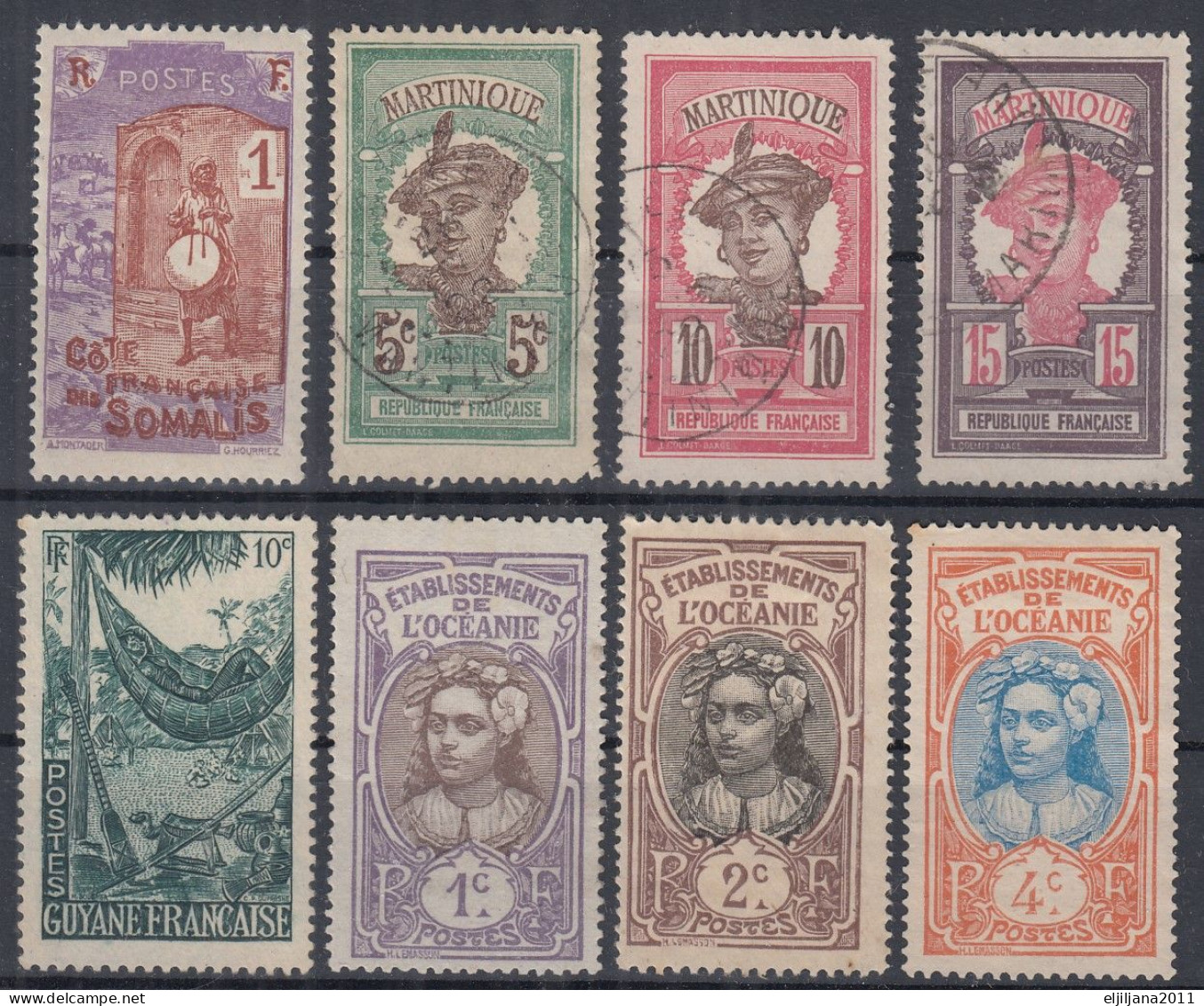 ⁕ French Colony RF ⁕ Martinique, Somalia, Oceania, Guyana ⁕ 8v MH & Used - Collections