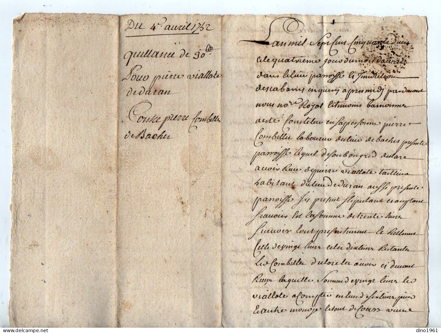 VP22.958 - Cachet De Généralité De MONTAUBAN - Acte De 1752 - Quittance - - Algemene Zegels