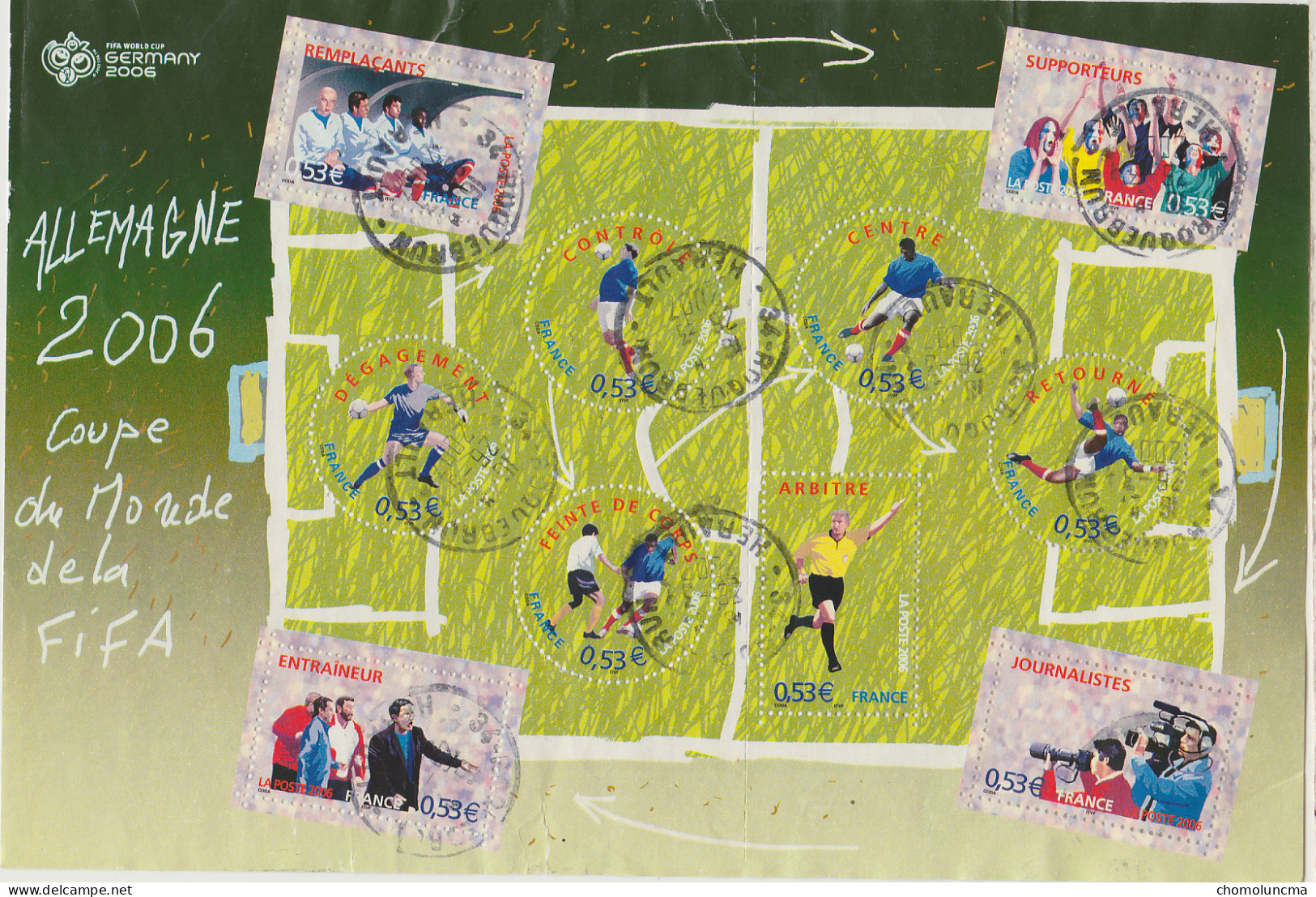 France 2006 FIFA Germany World Cup Football Complete Souvenir Sheet Used Cancelled - 2006 – Germany