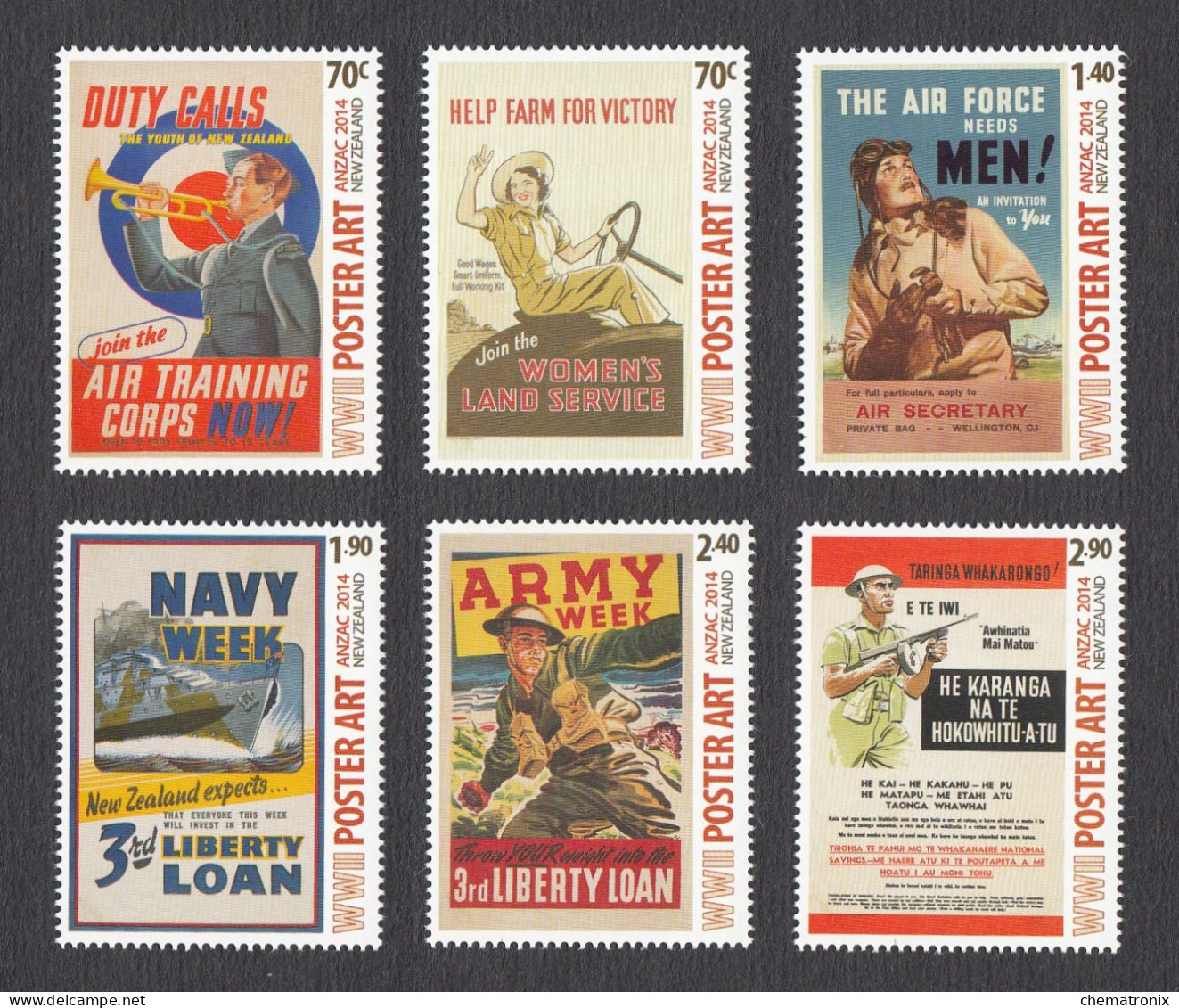 New Zealand 2014 - ANZAC 2014 - WWII Poster Art - MNH ** - Unused Stamps