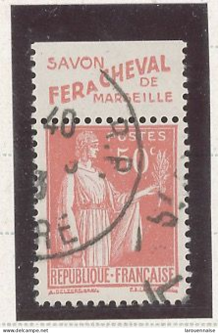 BANDE PUB -N°283  PAIX TYPE I -50c ROUGE -Obl  - PUB -FER A CHEVAL  (MAURY 181) - Used Stamps