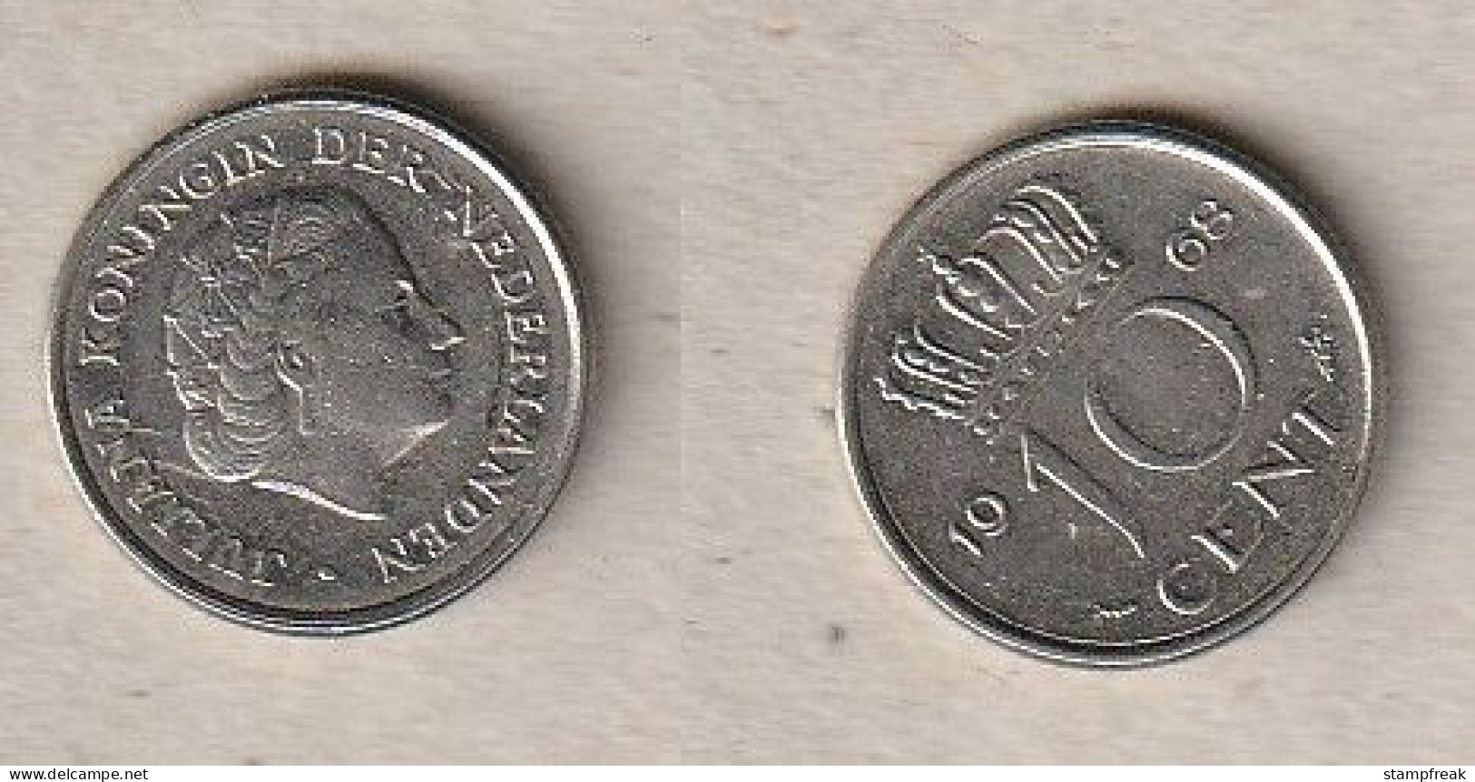 00208) Niederlande, 10 Cent 1968 - 1948-1980 : Juliana