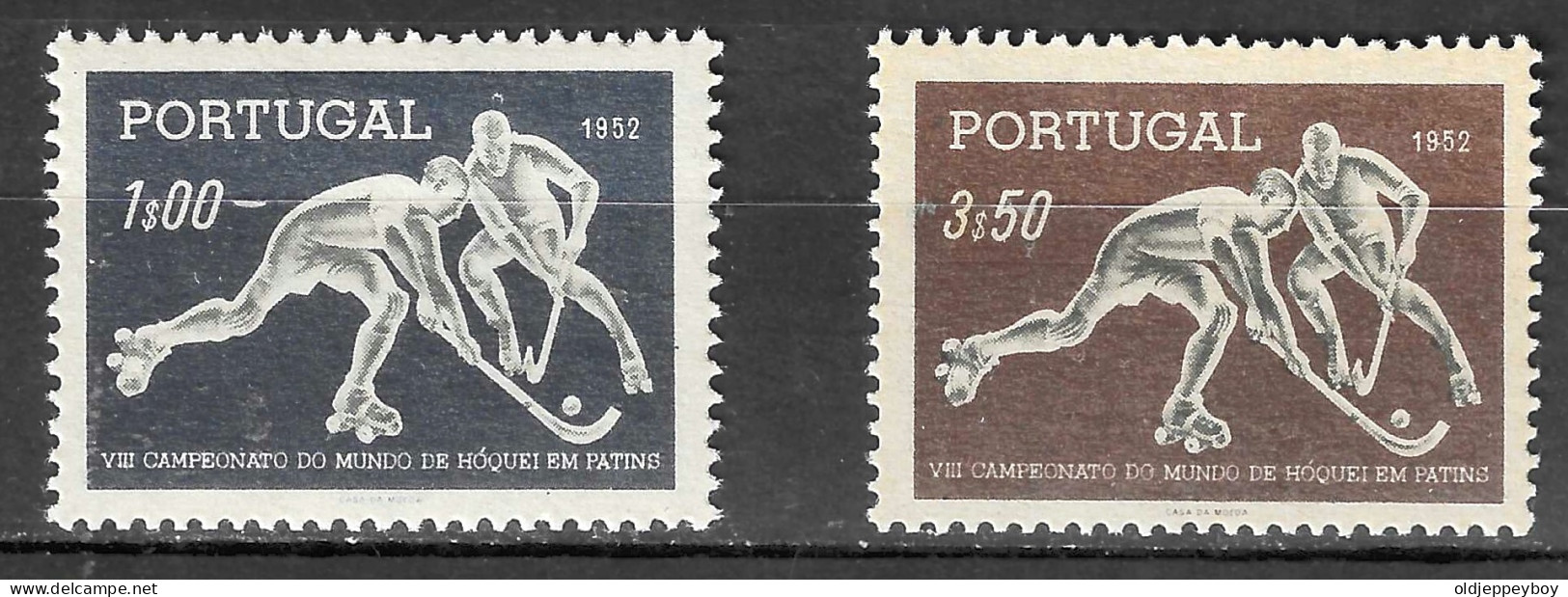 Portugal 1952 AF#751-752** Hockey On Roller Complete Set Sports MNH (3.50 STAMP WITH GUM DISTURBANCE) - Ongebruikt