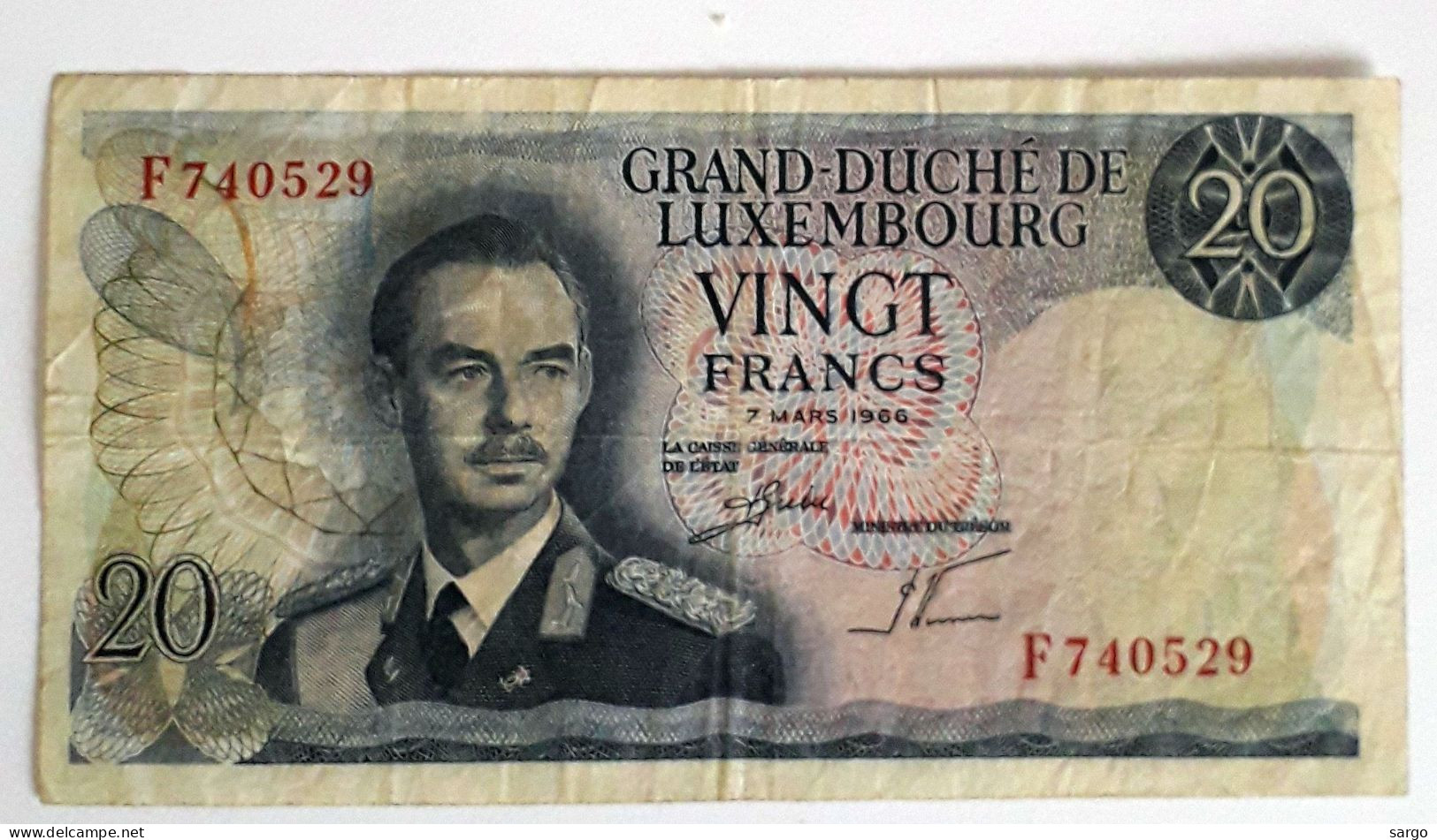 LUXEMBOURG - 20 FRANCS - 1966 - CIRC P 54 - BANKNOTES - PAPER MONEY - CARTAMONETA - - Luxembourg