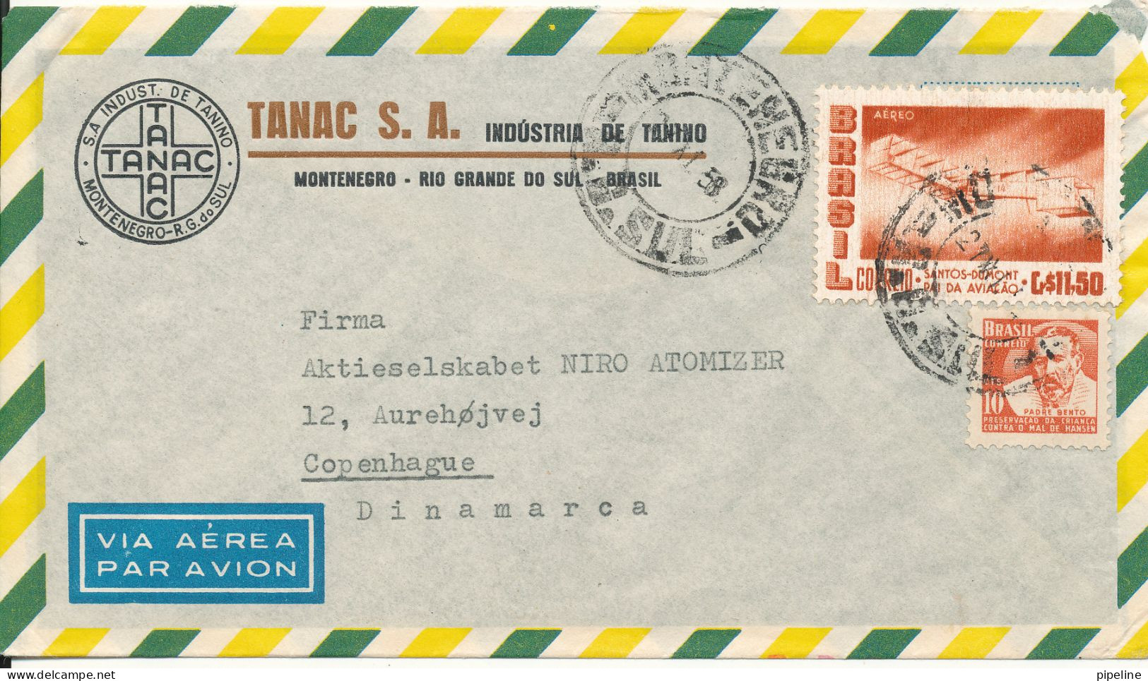 Brazil Air Mail Cover Sent To Denmark 27-11-1958 - Poste Aérienne