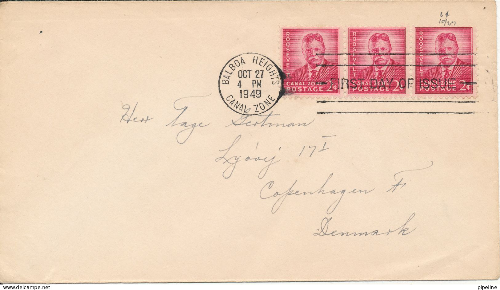 Canal Zone FDC Theodore Roosevelt 27-10-1949 - Zona Del Canale / Canal Zone