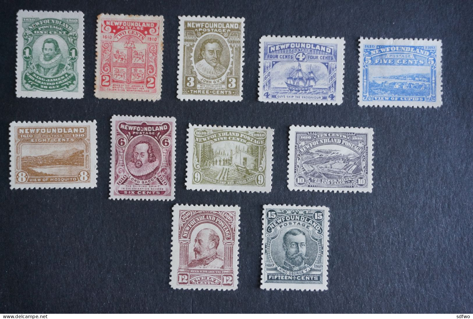 (G) Newfoundland Canada - 1910 Group Of 11 Guy Issue Stamps (MH) - 1908-1947