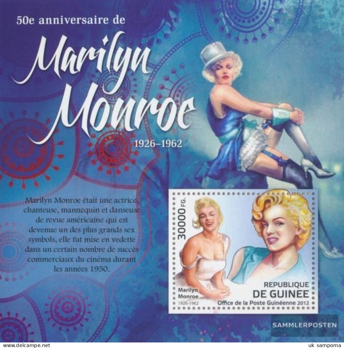 Guinea Miniature Sheet 2099 (complete. Issue) Unmounted Mint / Never Hinged 2012 Marilyn Monroe (1926-1962) - Guinée (1958-...)