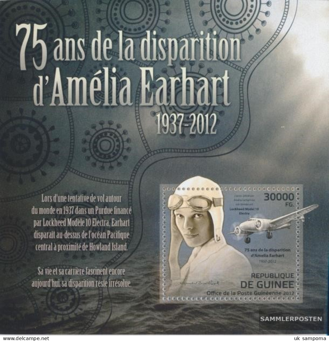 Guinea Miniature Sheet 2097 (complete. Issue) Unmounted Mint / Never Hinged 2012 Disappearance Of Amelia Earhart - Guinée (1958-...)
