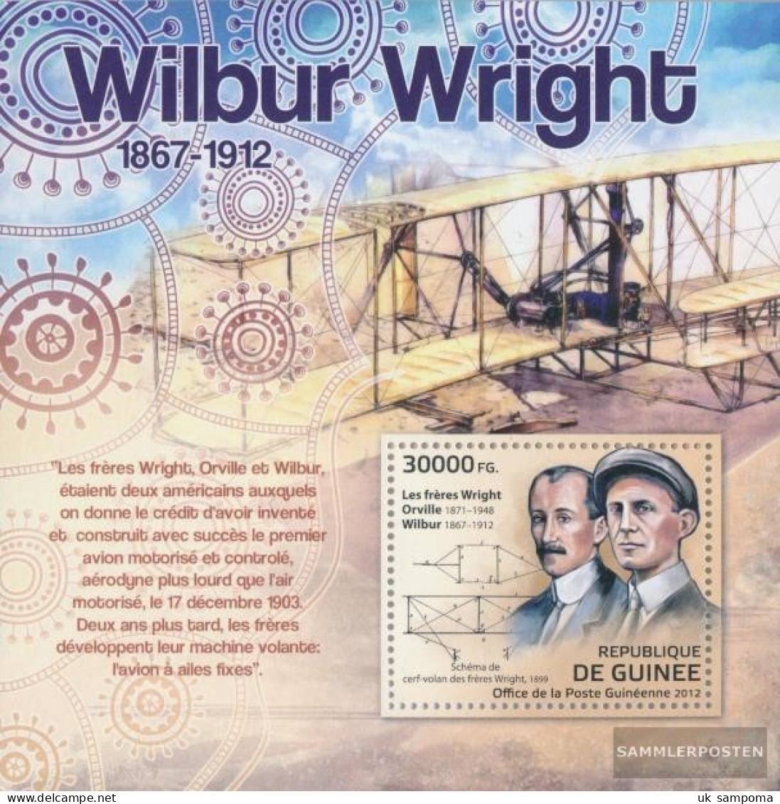 Guinea Miniature Sheet 2093 (complete. Issue) Unmounted Mint / Never Hinged 2012 Wilbur Wright (1867-1912) - Guinée (1958-...)