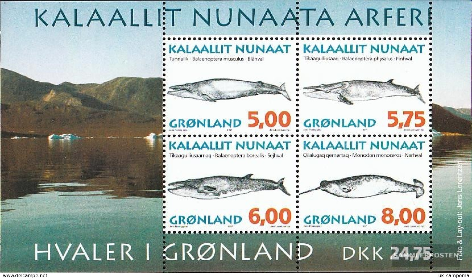 Denmark - Greenland Block13 (complete Issue) Unmounted Mint / Never Hinged 1997 Whales - Blocks & Kleinbögen