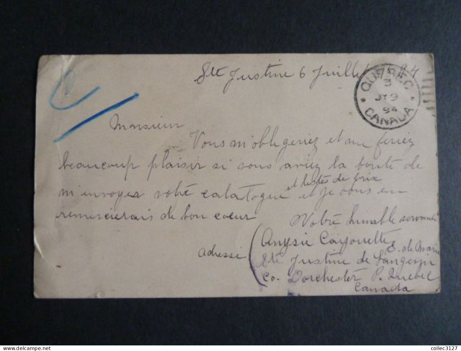 H2 - Canada - Carte Postale Entier Postal (stationery) Complémenté De Ste Justine (Québec) Vers Troyes (France) 1894 - 1860-1899 Reign Of Victoria