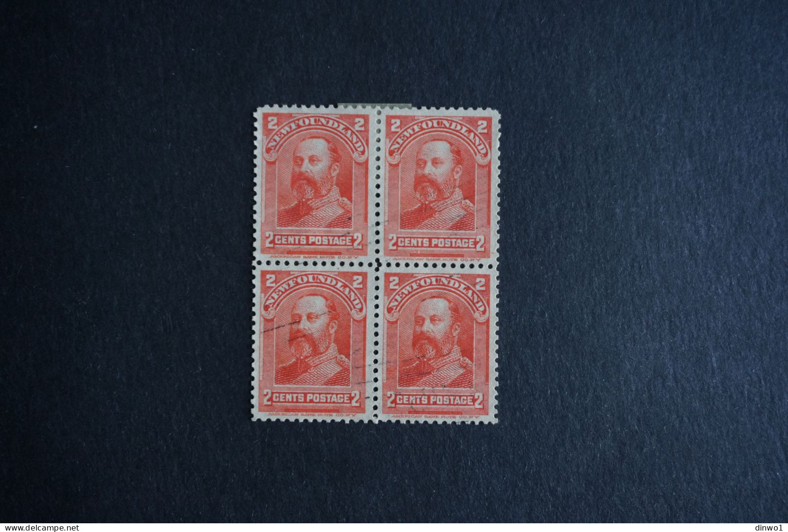 (T7) Newfoundland Canada Stamp - 1898 Prince Edward VII - 2c Block (Used) - 1865-1902