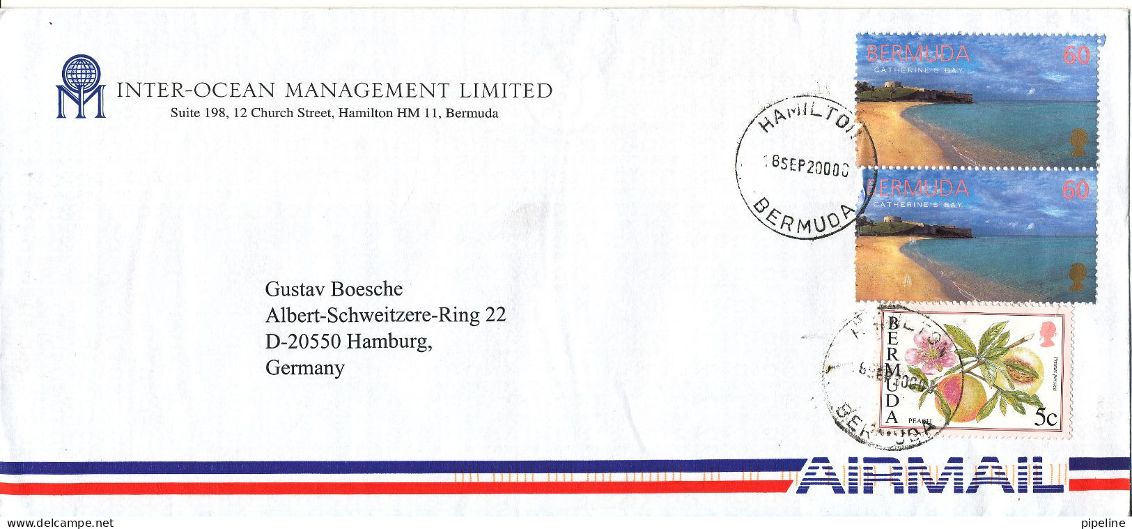 Bermuda Air Mail Cover Sent To Germany 8-9-2000 - Bermudes