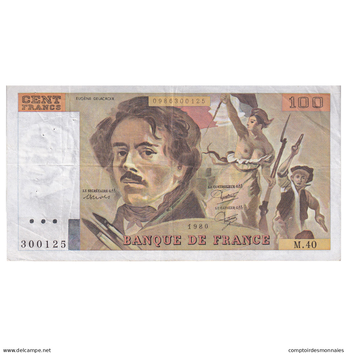 France, 100 Francs, Delacroix, 1980, M.40, TTB, Fayette:69.04b, KM:154b - 100 F 1978-1995 ''Delacroix''