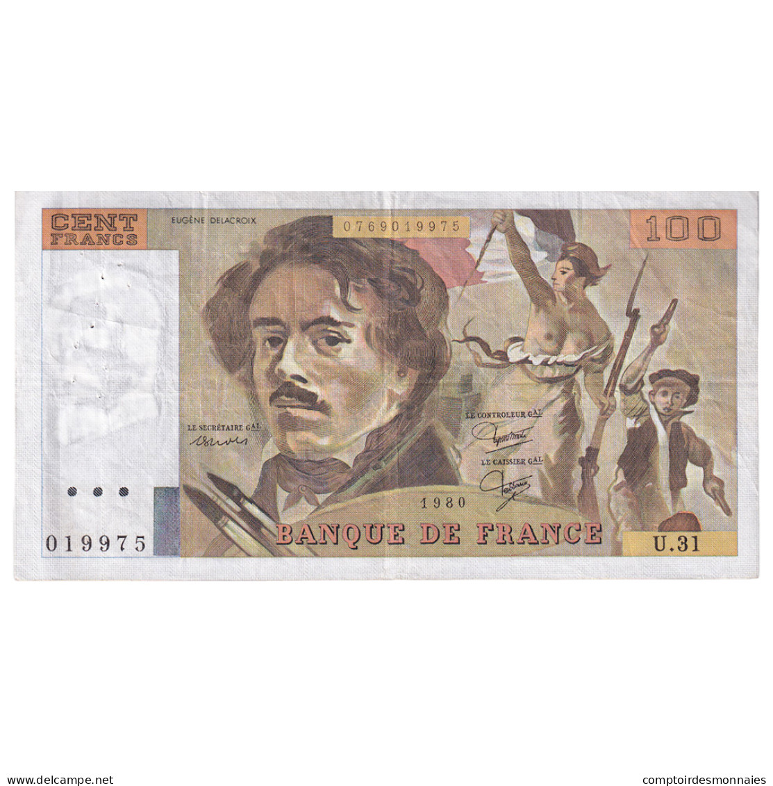 France, 100 Francs, Delacroix, 1980, U.31, TTB, Fayette:69.04a, KM:154b - 100 F 1978-1995 ''Delacroix''