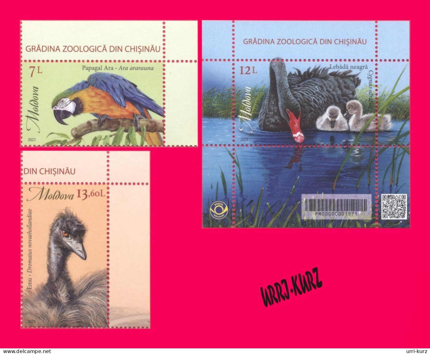 MOLDOVA 2023 Nature Fauna Animals Birds Bird Parrot Emu Ostrich Swan Chisinau ZOO 2v+s-s MNH - Cigni