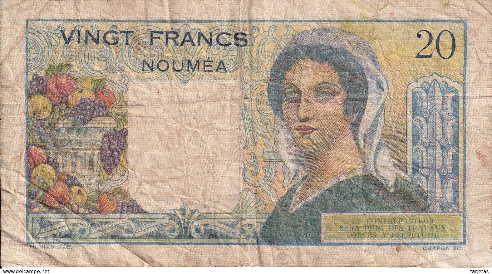 BILLETE DE BANQUE DE L'INDOCHINE DE NOUMEA DE 20 FRANCS DEL AÑO 1963 (BANKNOTE) - Otros – Oceanía