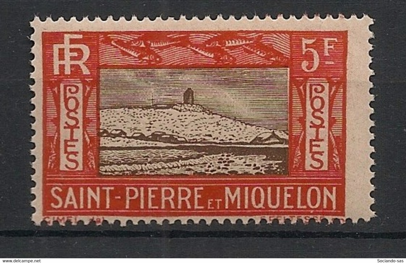 SPM - 1932-33 - N°YT. 157 - Phare 5f Rouge Et Brun - Neuf Luxe ** / MNH / Postfrisch - Ongebruikt