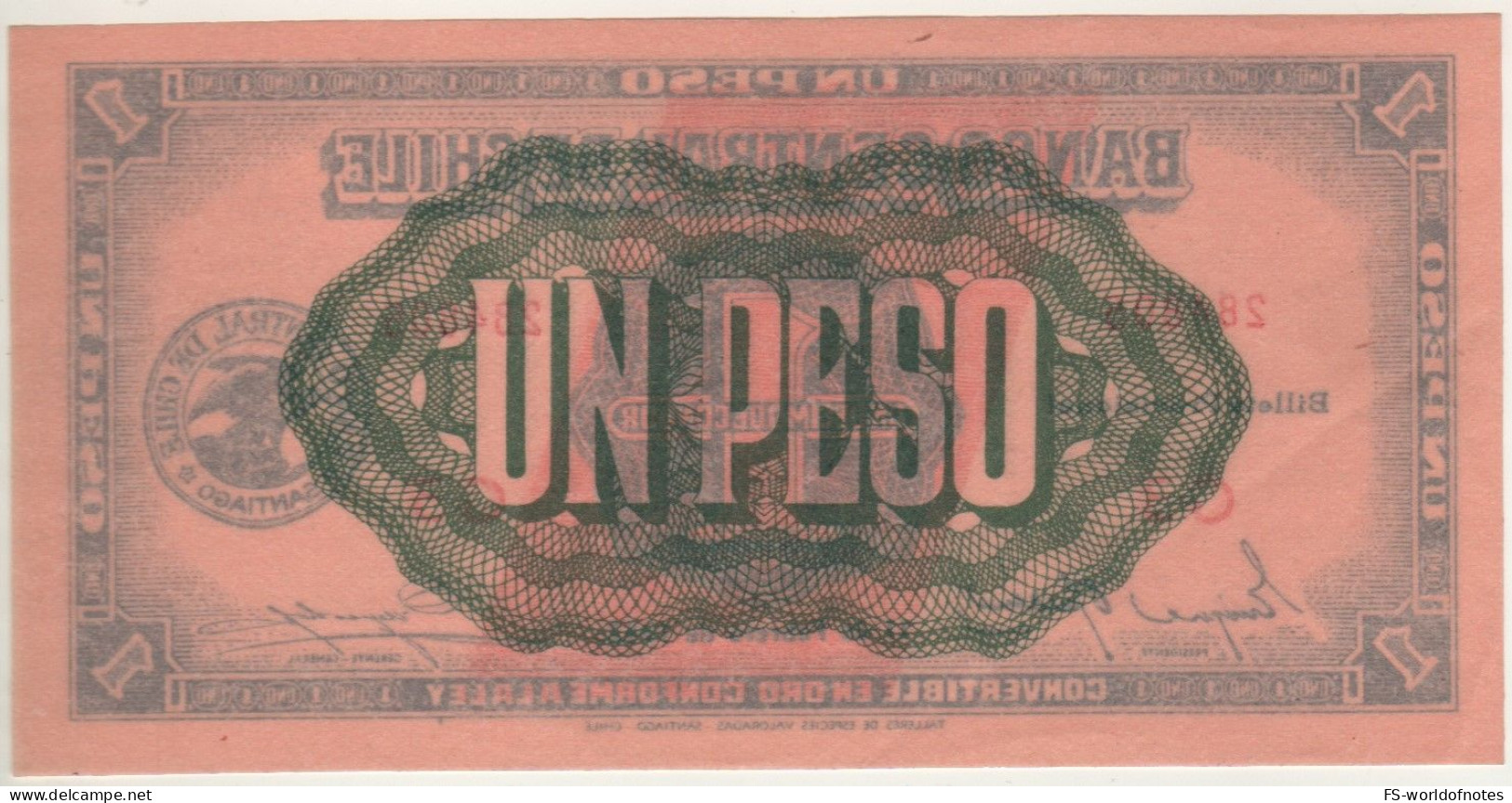 CHILE  1 Peso - (1/10 Condor)  P89   Dated 11.02.1942 - Chili