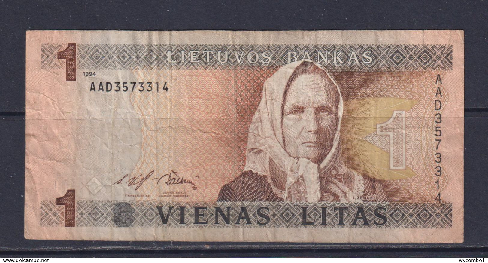 LITHUANIA - 1994 1 Litas Circulated Banknote - Lituanie