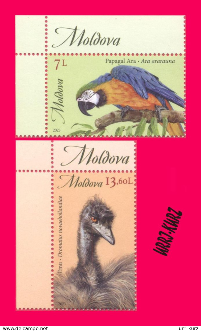 MOLDOVA 2023 Nature Fauna Animals Birds Bird Parrot Emu Ostrich Chisinau ZOO 2v MNH - Papagayos