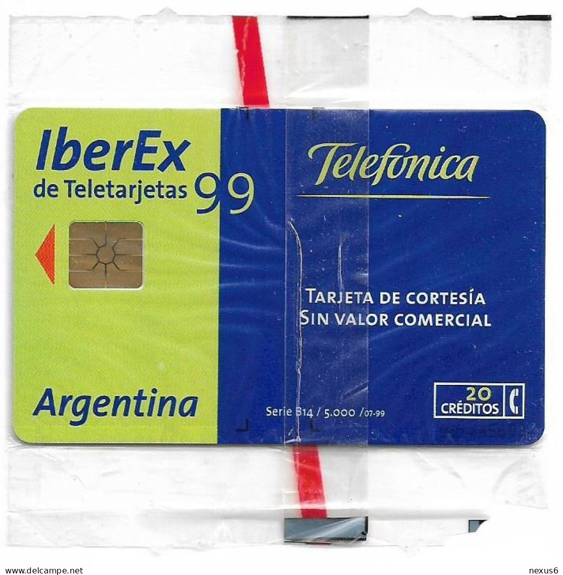 Argentina - Telefonica - Club Del Coleccionista Iberex '99, Gem1B Not Symm. White-Gold, 07.1999, 20U, 5.000ex, NSB - Argentina