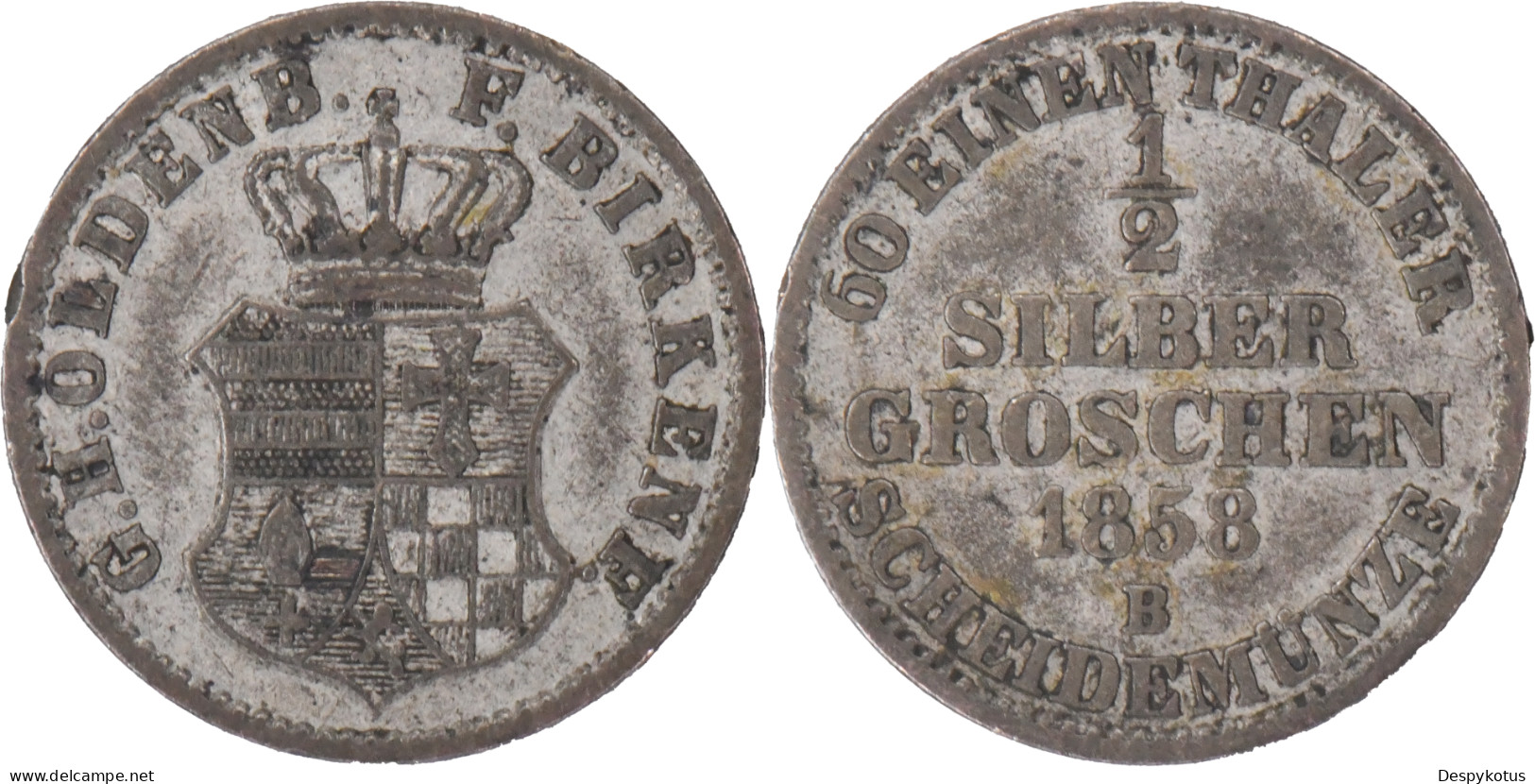 ALLEMAGNE - 1858 - Principauté D'Oldenburg-Birkenfeld - 1/2 Silber Groschen - 60 000 Ex. - KM#17 - 18-068 - Taler Et Doppeltaler