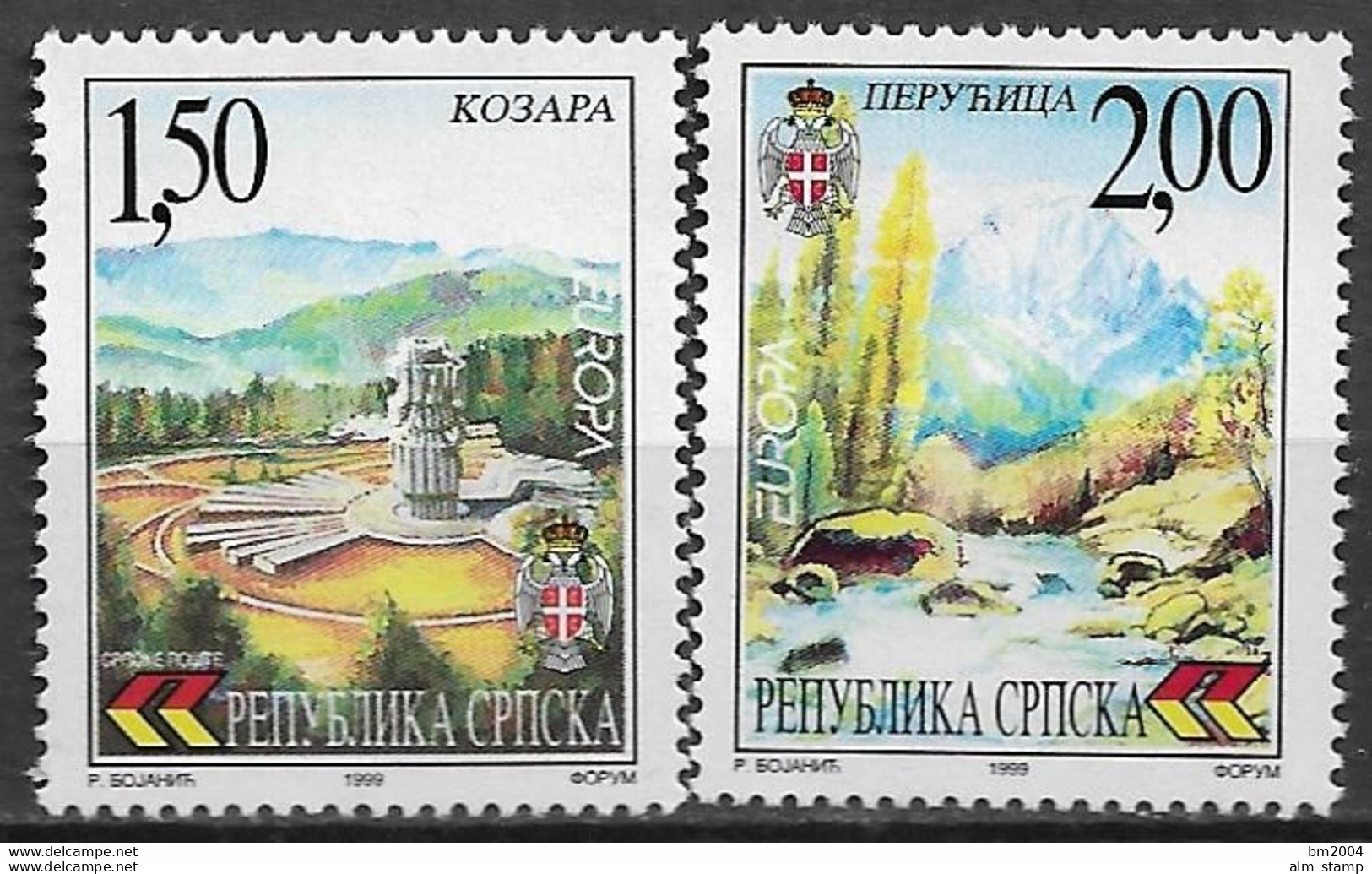 1999   Bosnien Herzegowina (Serbische Republik) Mi. 125-6 **MNH Europa: Natur- Und Nationalparks. - 1999