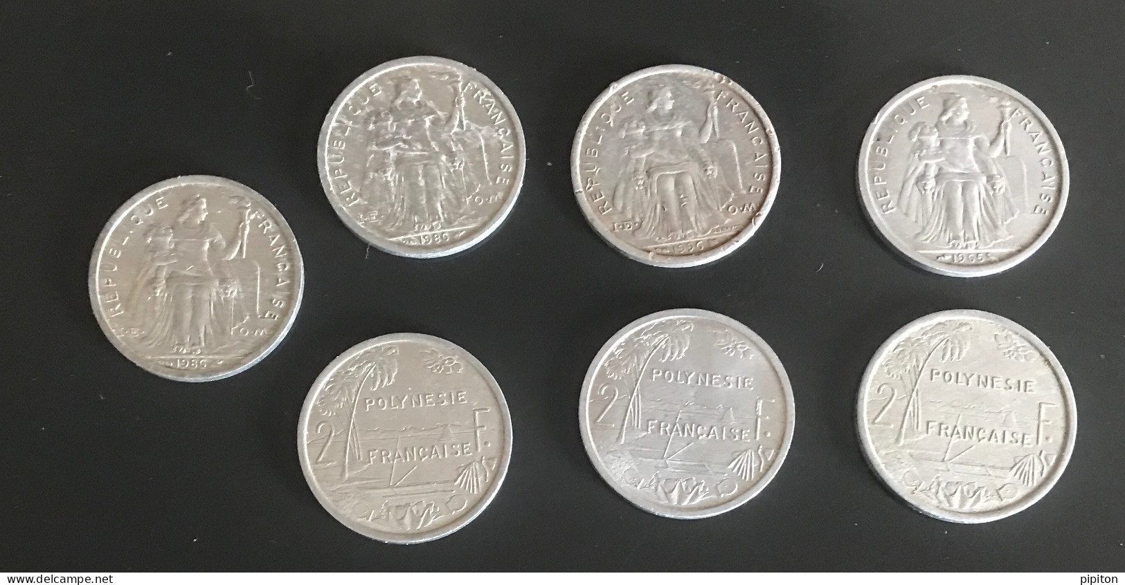 7 Pièces De Monnaie Polynésie 2 F - Polynésie Française