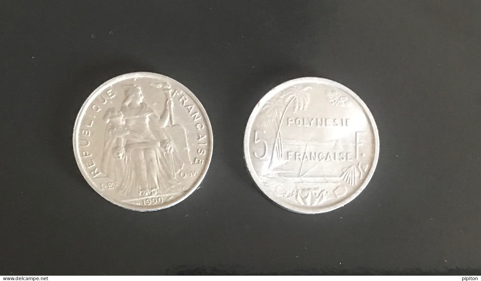 2 Pièces De Monnaie Polynésie 5 F - Polinesia Francesa