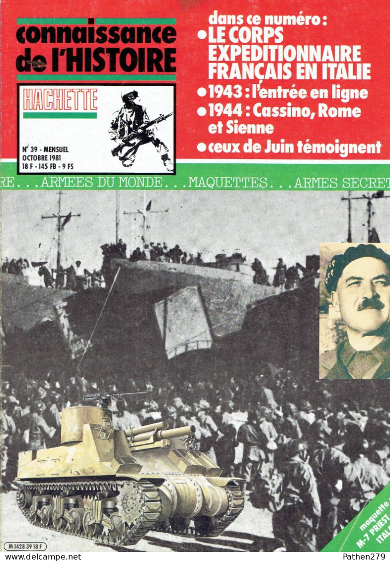 Connaissance De L'histoire N°39 - Hachette - Octobre 1981 - Le Corps Expéditionnaire Français En Italie 1943-1944 - Francés