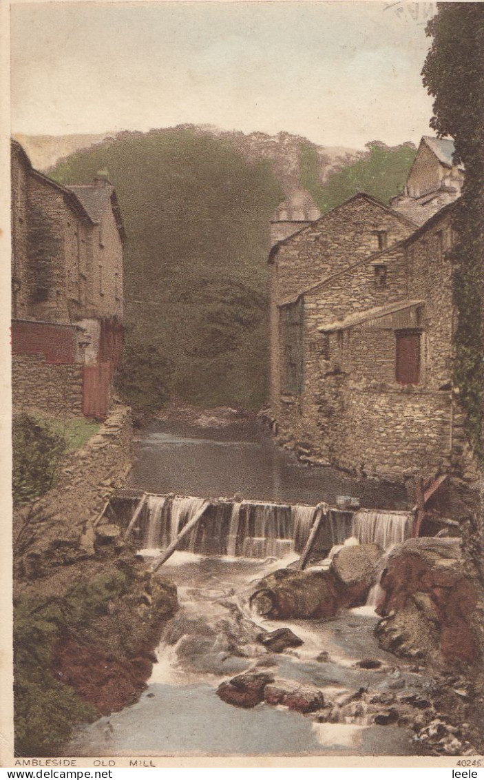 BQ62.  Vintage Tinted Postcard. Old Mill, Ambleside, Cumbria - Ambleside