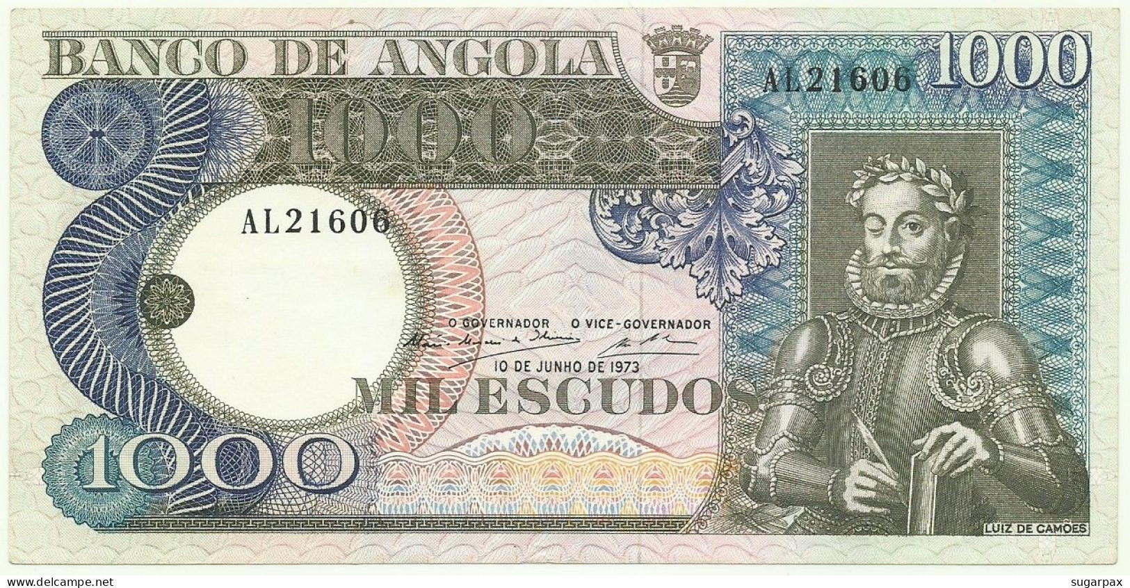 Angola - 1000 Escudos - 10.6.1973 - Pick: 108 - Serie AL - Luiz De Camões - PORTUGAL - 1.000 - Angola