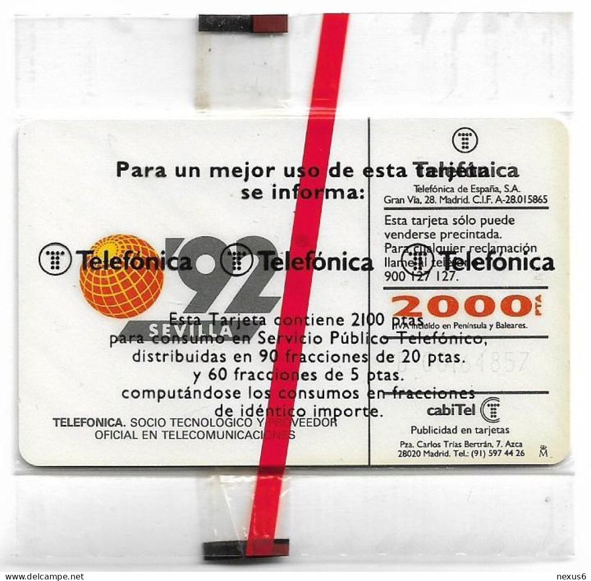 Spain - Telefonica - Expo Sevilla '92 - H. Edelman - CP-001 - With FMT Logo, 04.1992, 2.000PTA, 30.000ex, NSB - Commemorative Advertisment