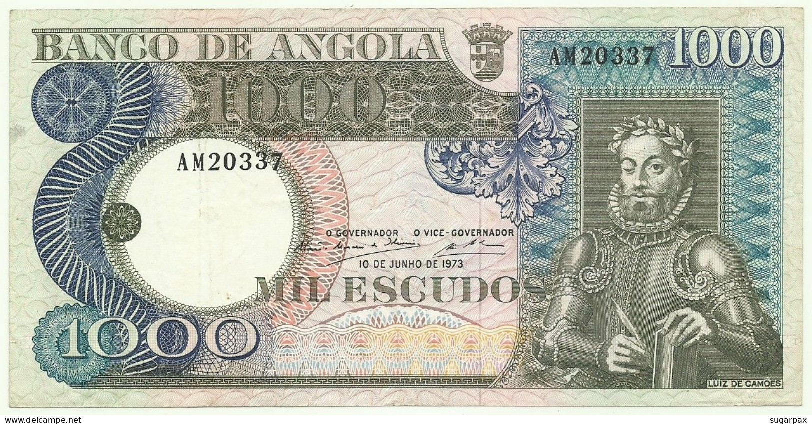 Angola - 1000 Escudos - 10.6.1973 - Pick: 108 - Serie AM - Luiz De Camões - PORTUGAL - 1.000 - Angola