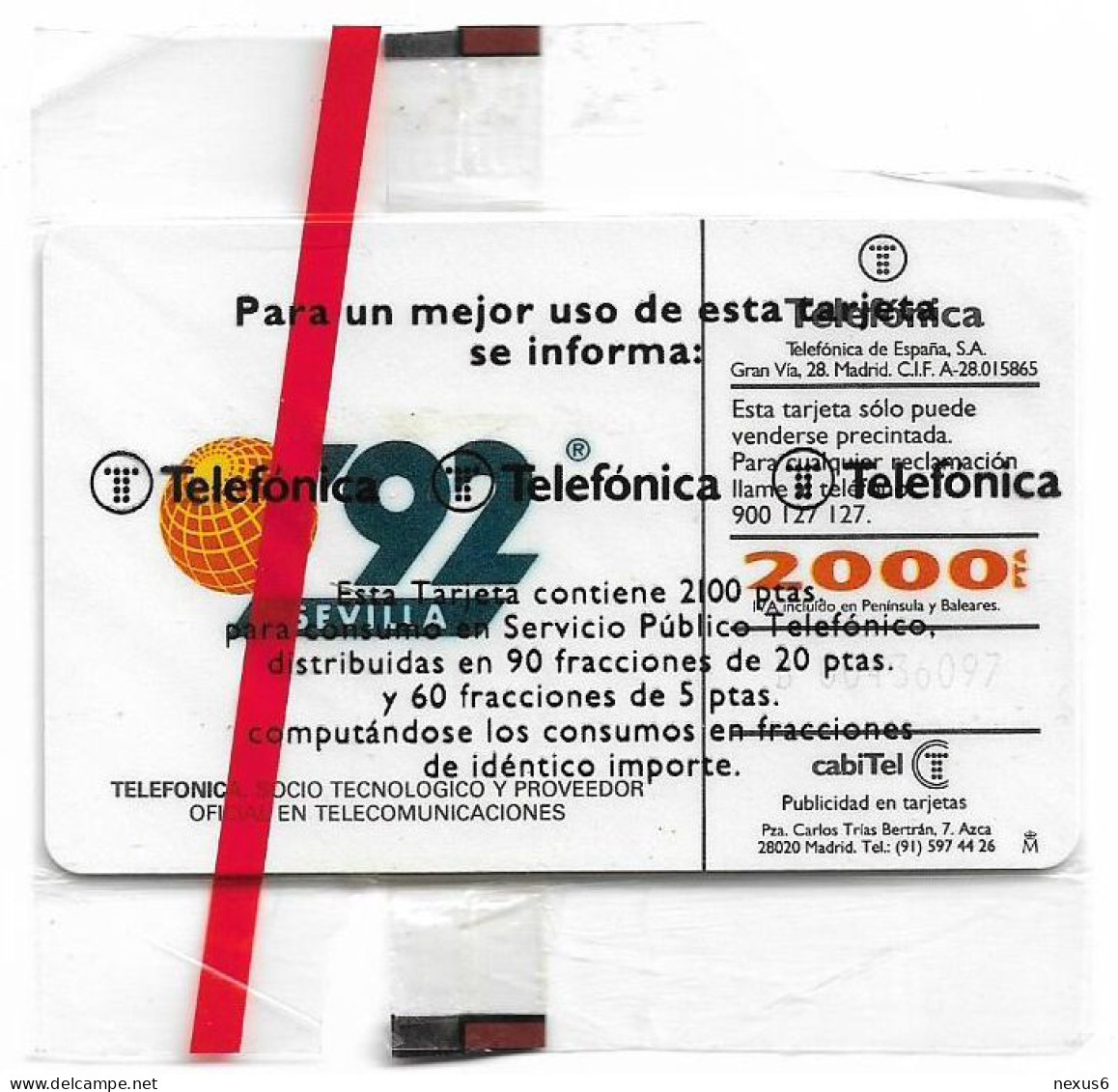 Spain - Telefonica - Expo Sevilla '92 - I. Mattotti - CP-002 - With FMT Logo, 04.1992, 2.000PTA, 20.000ex, NSB - Werbekarten